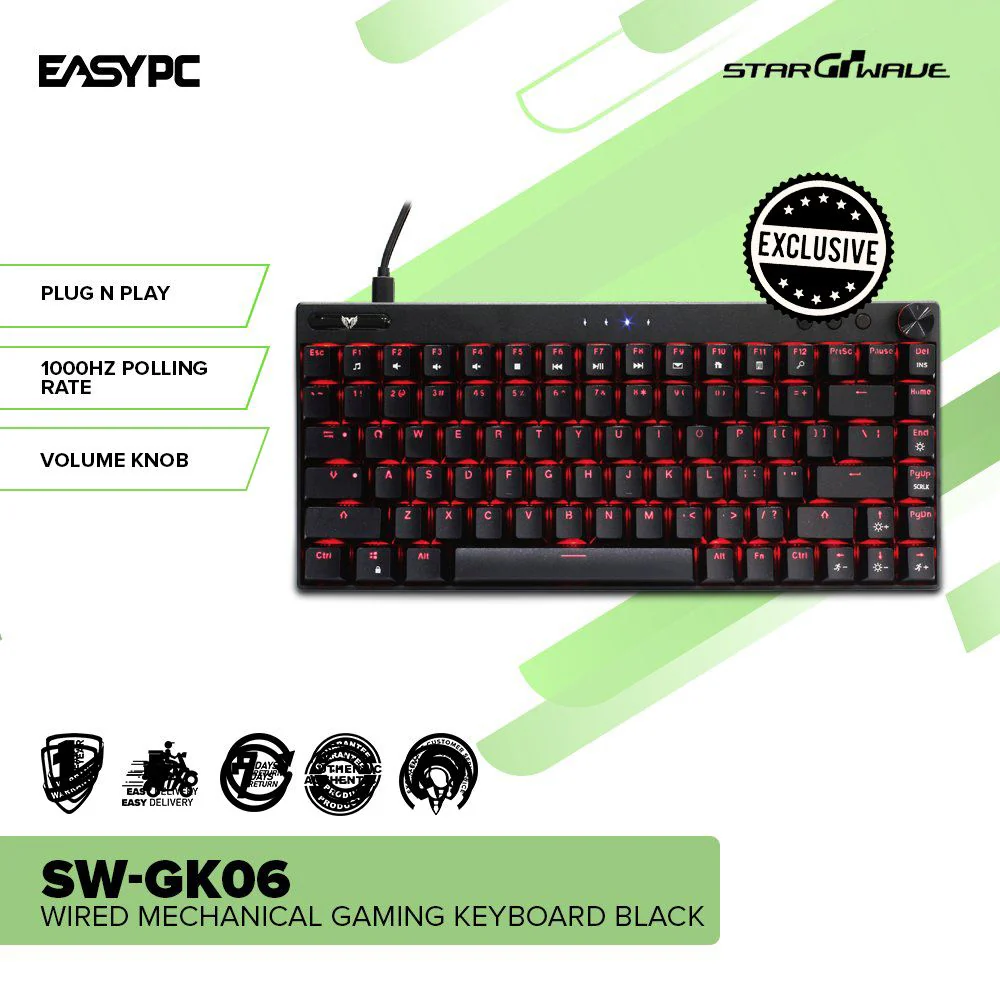 Starwave SW-GK06 and Outemu Red Black, White and Gray Wired Mechanical Gaming Keyboard - Image 2