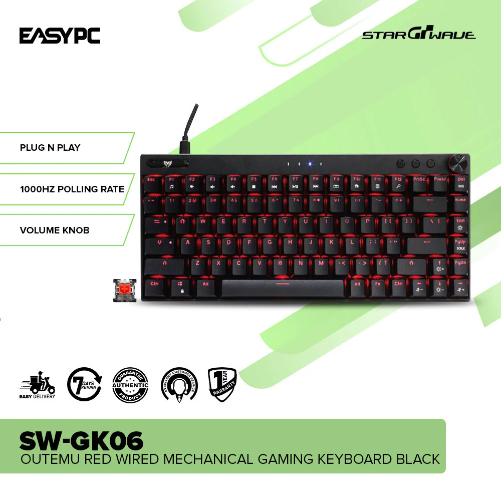 Starwave SW-GK06 and Outemu Red Black, White and Gray Wired Mechanical Gaming Keyboard - Image 8