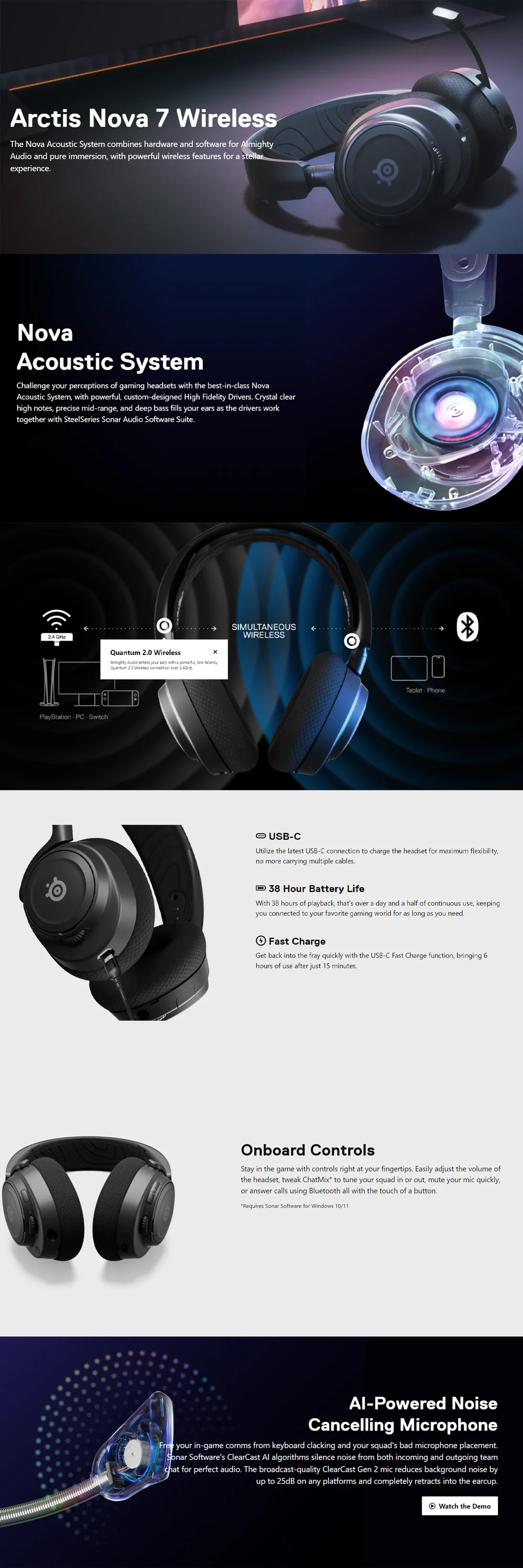 SteelSeries 61553 Arctis Nova 7 Wireless Headset Black - Image 5