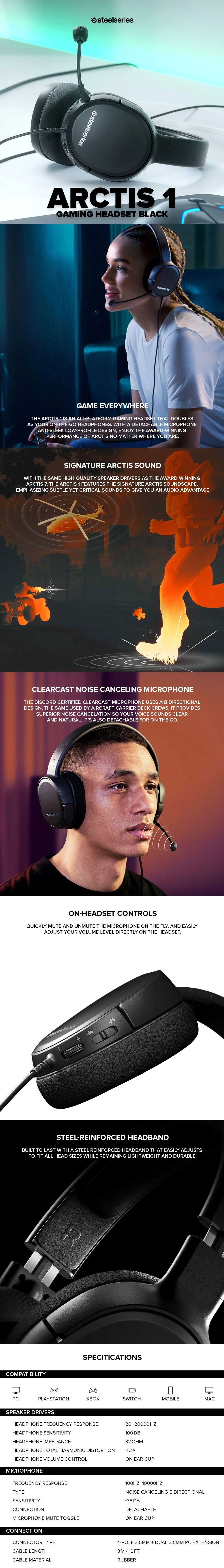 SteelSeries 61425 Arctis 1 Gaming Headset Black - Image 7