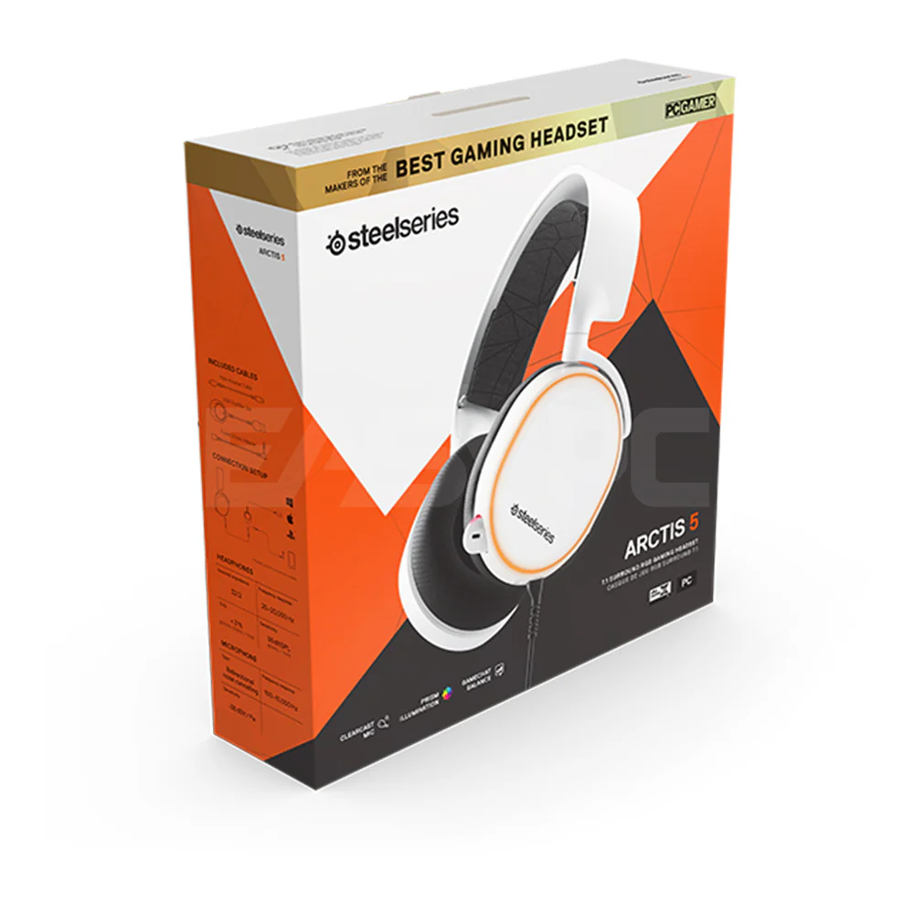 SteelSeries Arctis 5 RGB Gaming Headset White - Image 3