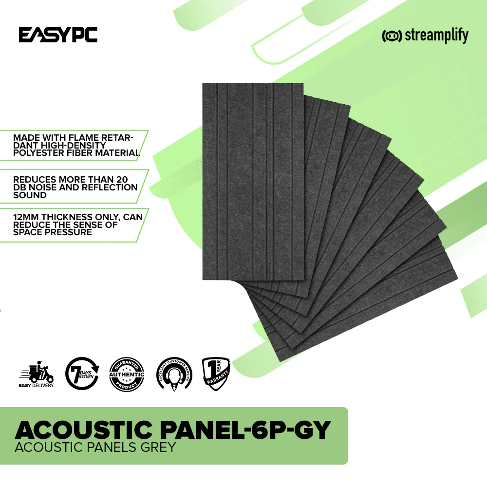 Streamplify (ACOUSTIC PANEL-6P-GY) Acoustic Panels Grey - Image 2