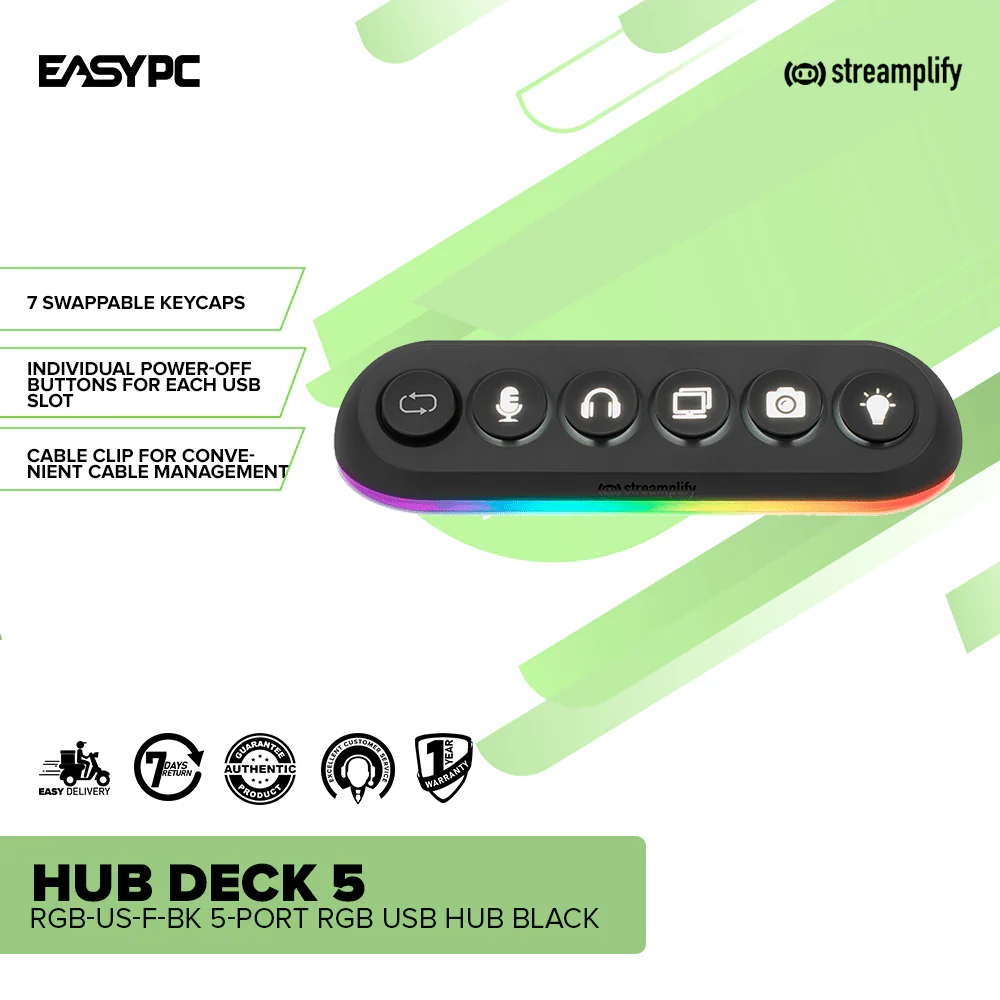 Streamplify (HUB DECK 5-RGB-US-F-BK) 5-Port RGB USB Hub black - Image 2