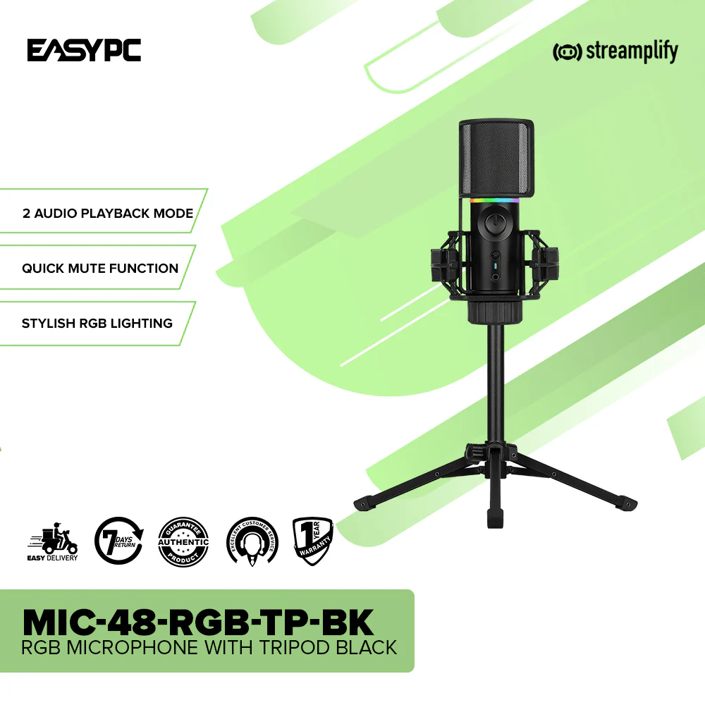 Streamplify (MIC-48-RGB-TP-BK) RGB Microphone with Tripod Black - Image 2