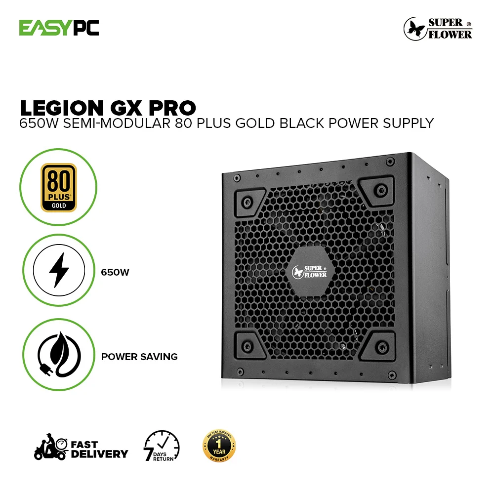 SuperFlower Legion GX Pro 650W, Power Saving Semi-Modular 80 PLUS Gold Certified Power Supply Black - Image 2