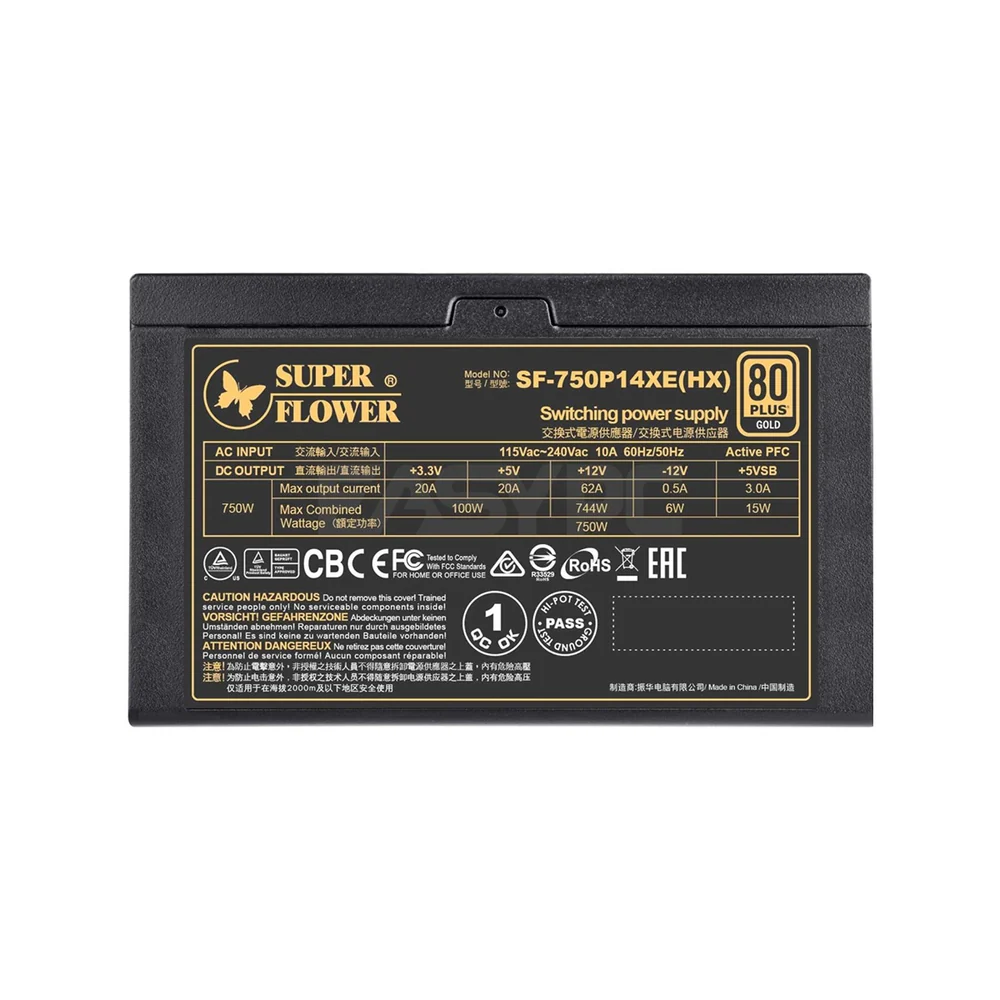 SuperFlower Legion HX 750W Power Saving Non-Modular 80 PLUS Gold Certified Power Supply Black