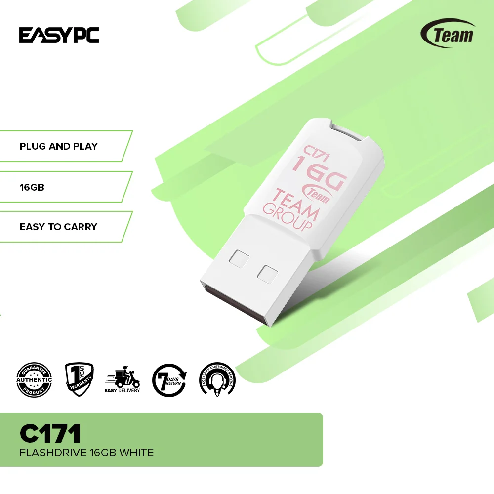 Team C171 16GB / 32GB Flashdrive Plug and Play | Fashion and minimal design Easy to Carry Black / White - Image 10