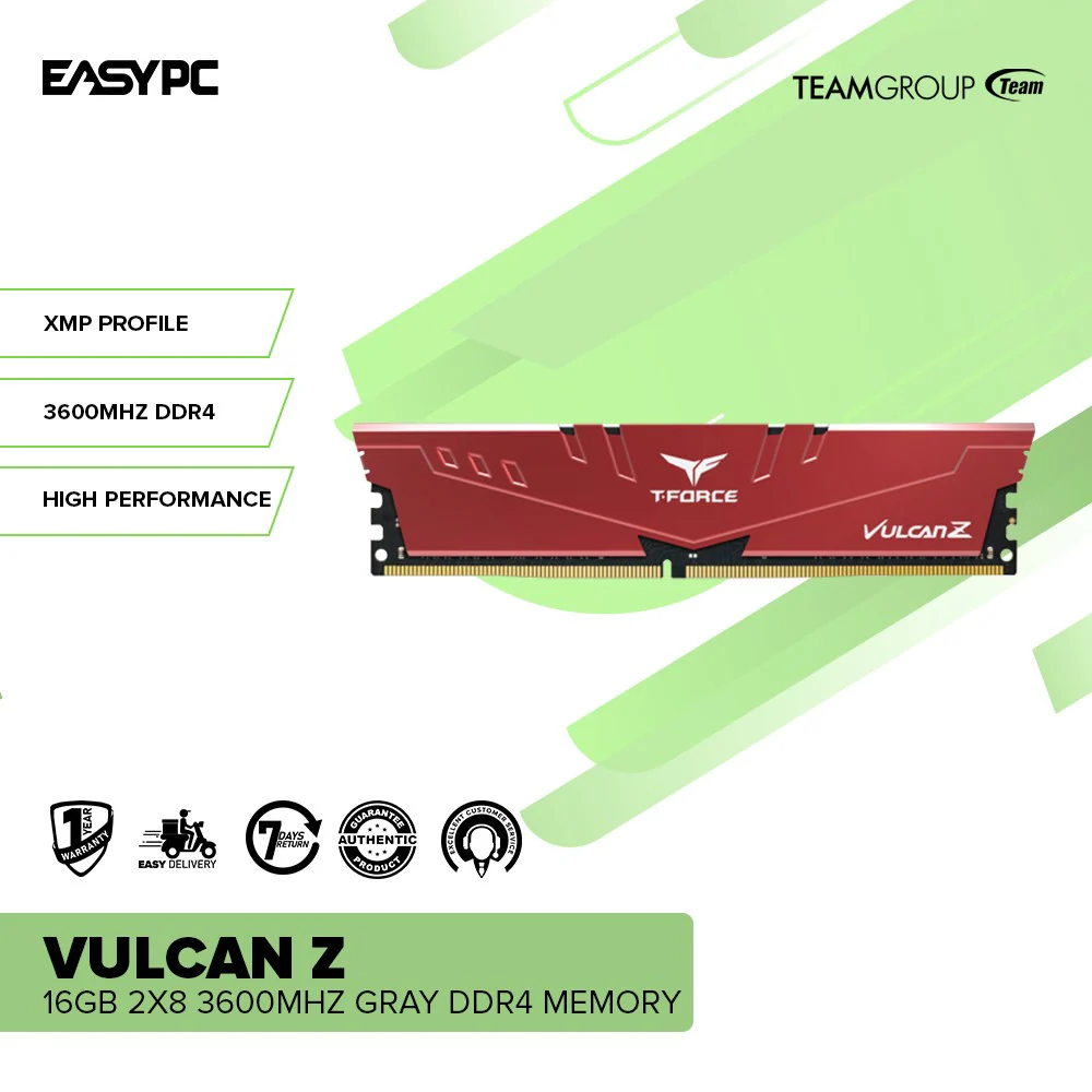 Team Elite Vulcan Z 16GB 2x8 3600mHz Red DDR4 Memory - Image 2