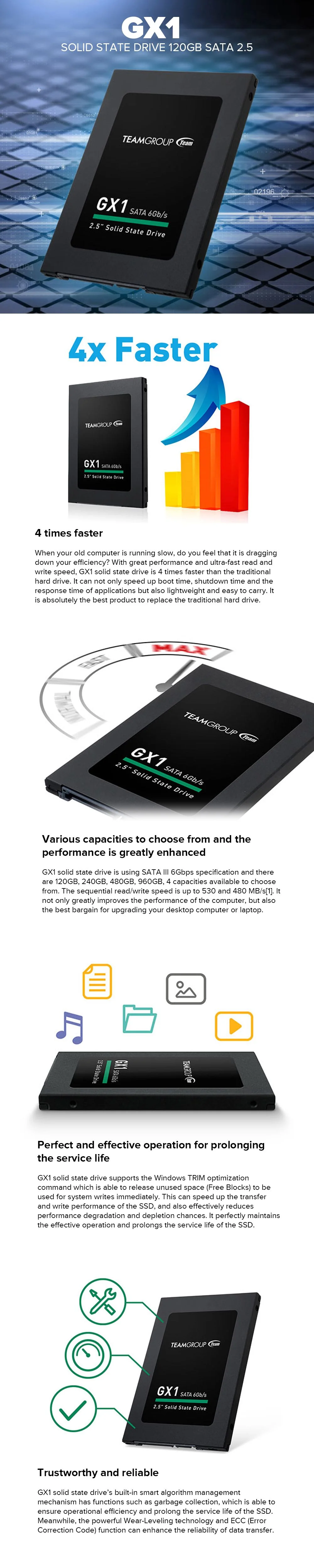 Team Group GX1 120gb SATA 2.5 Slim form factor, Supports TRIM, 4x faster than HDD,Reliable Internal Solid State Drive - Image 7