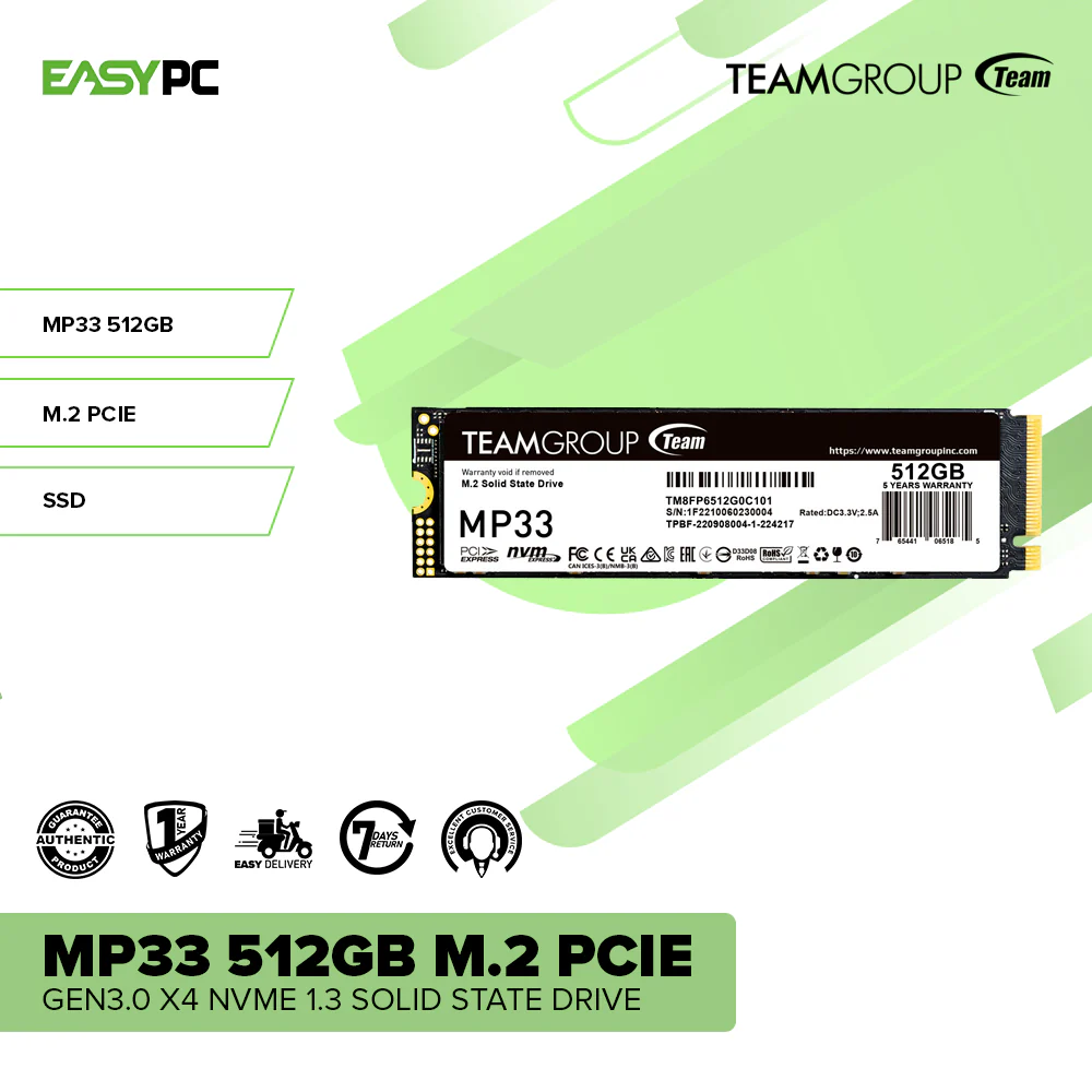 Team Group MP33 512GB M.2 PCIe Gen3.0 x4 NVME 1.3 Solid State Drive - Image 2