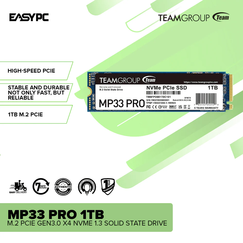 Team Group MP33 PRO 1TB M.2 PCIe Gen3.0 x4 NVME 1.3 Solid State Drive - Image 2