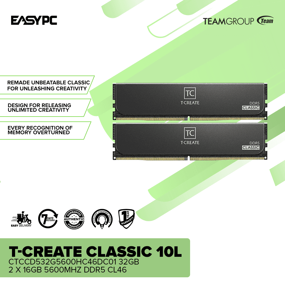 TEAMGROUP T-Create Classic 10L CTCCD532G5600HC46DC01 32GB 2 x 16GB 5600MHz DDR5 CL46 - Image 2