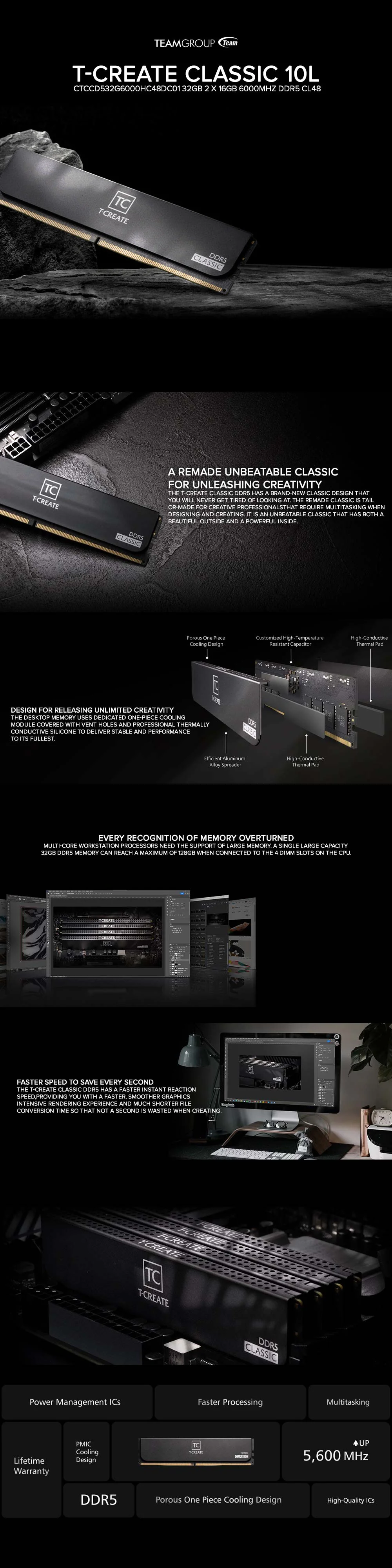 TEAMGROUP T-Create Classic 10L CTCCD532G6000HC48DC01 32GB 2 x 16GB 6000MHz DDR5 CL48 - Image 6