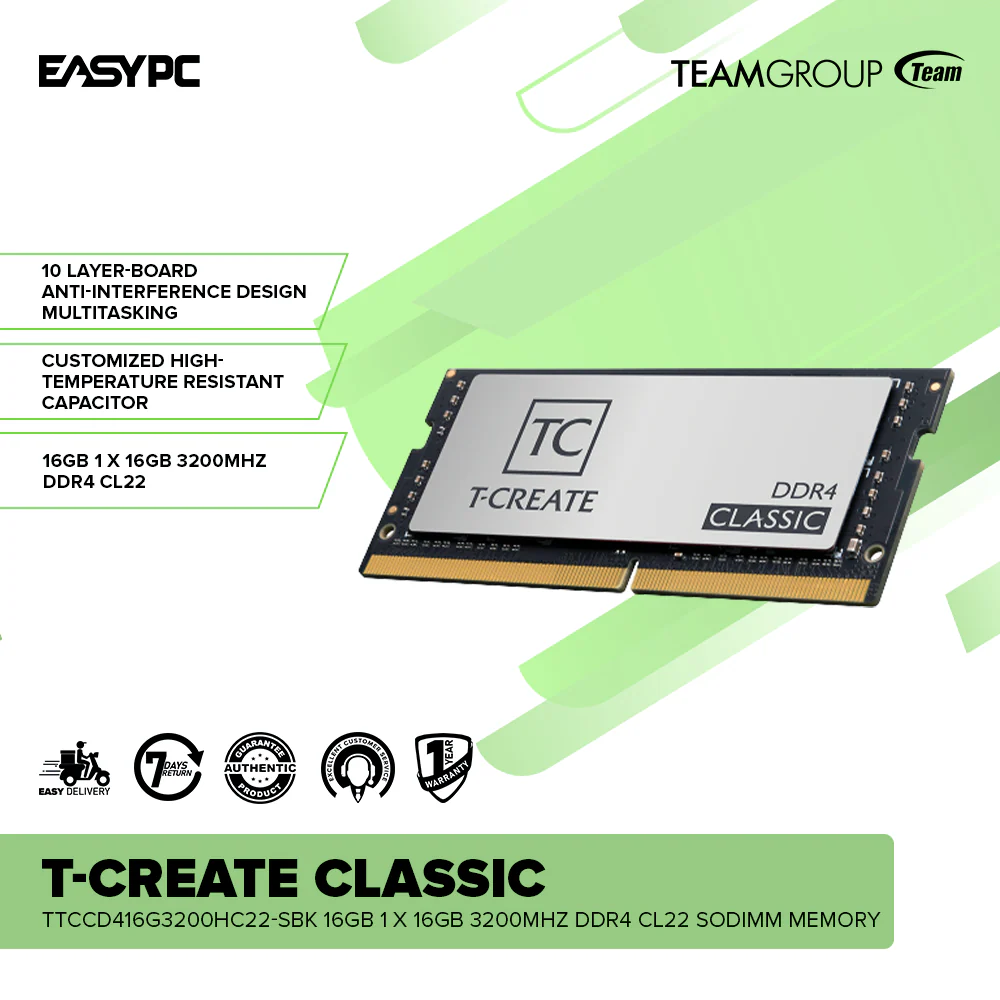 TEAMGROUP T-Create Classic TTCCD416G3200HC22-SBK 16GB 1 x 16GB 3200MHz DDR4 CL22 Sodimm Memory - Image 2