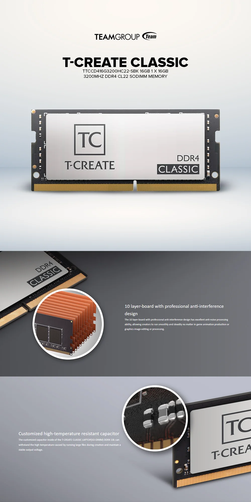 TEAMGROUP T-Create Classic TTCCD416G3200HC22-SBK 16GB 1 x 16GB 3200MHz DDR4 CL22 Sodimm Memory - Image 6
