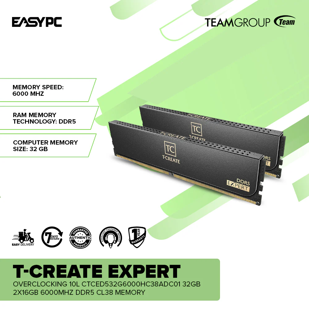 TEAMGROUP T-Create Expert OC 10L CTCED532G6000HC38ADC01 32GB 2x16GB 6000MHz DDR5 CL38 Memory - Image 2