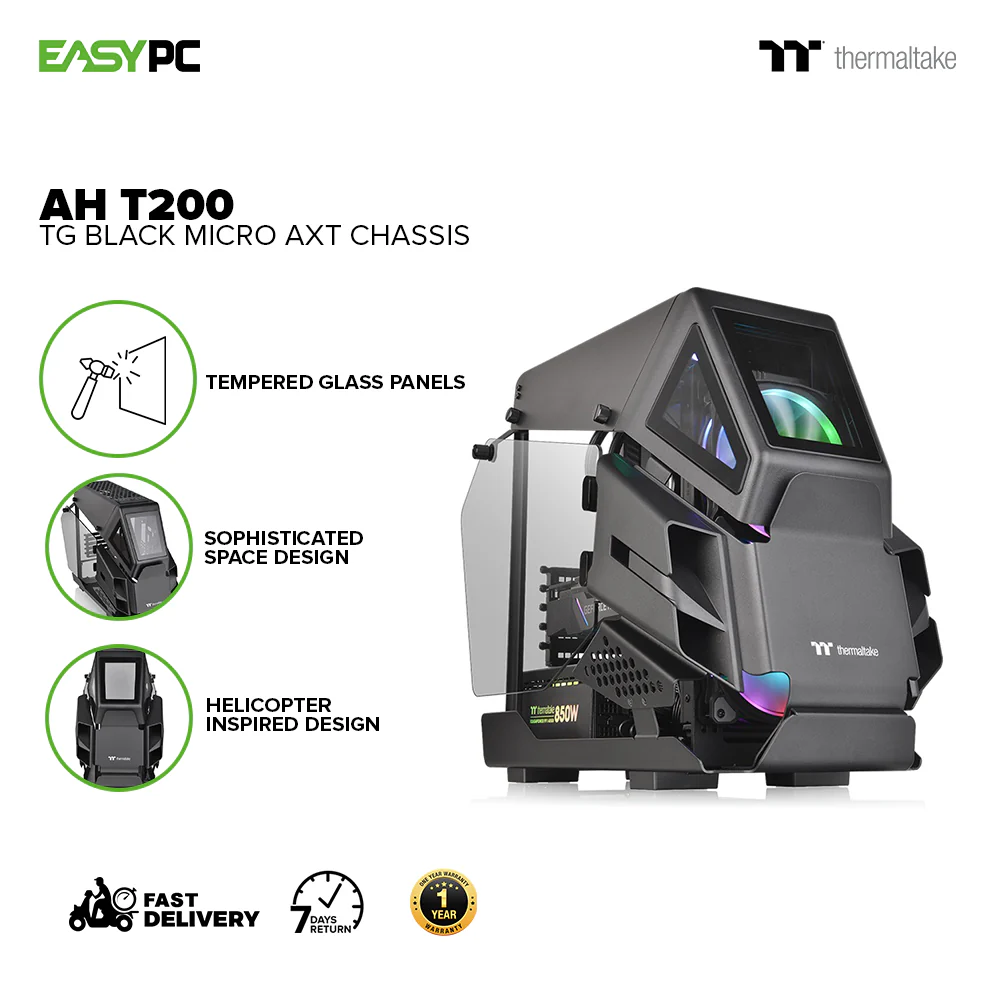Thermaltake AH T200 Black Micro AXT Chassis TG Window Micro AXT Chassis CA-1R4-00S1WN-00 5NANO THCA2225 - Image 2