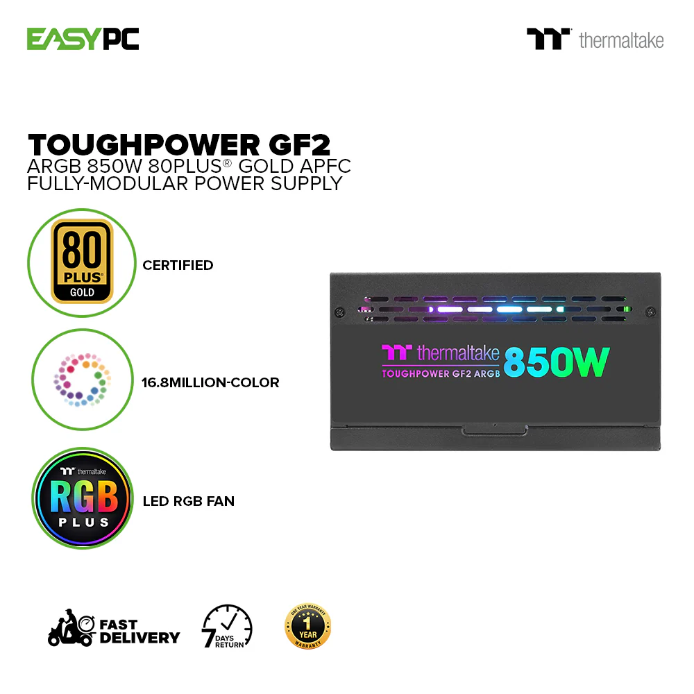 Thermaltake Toughpower GF2 ARGB 80PLUS Gold APFC Fully Modular Power Supply 5NANO - Image 10