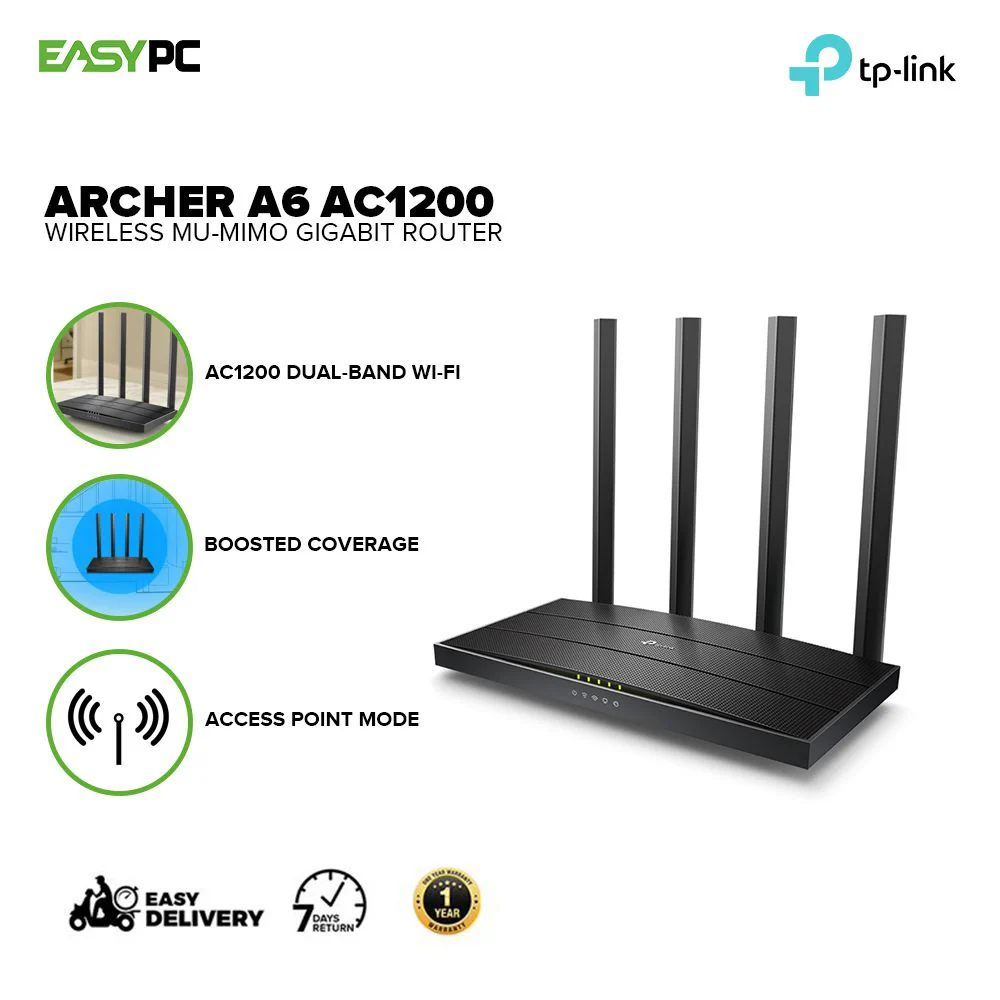 TP-Link Archer A6 AC1200 Wireless MU-MIMO Gigabit Router - Image 2