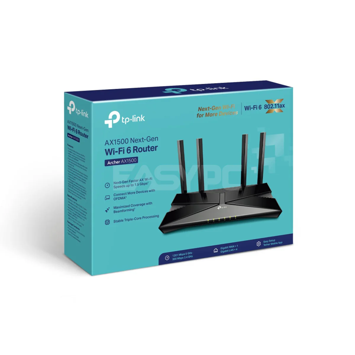 Tp-link Archer AX1500 Reduced Power Consumption Increased Battery Life Wi-Fi 6 Speeds Up to 1.5 Gbps more enjoyable 4K/HD streaming Easy Set Up Router