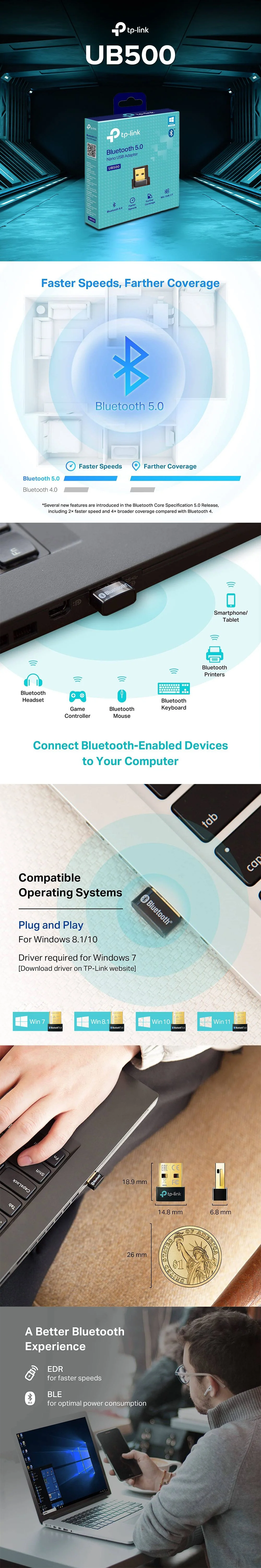 TP-Link UB500 Bluetooth 5.0 Nano USB Adapter Nano Size - Image 6