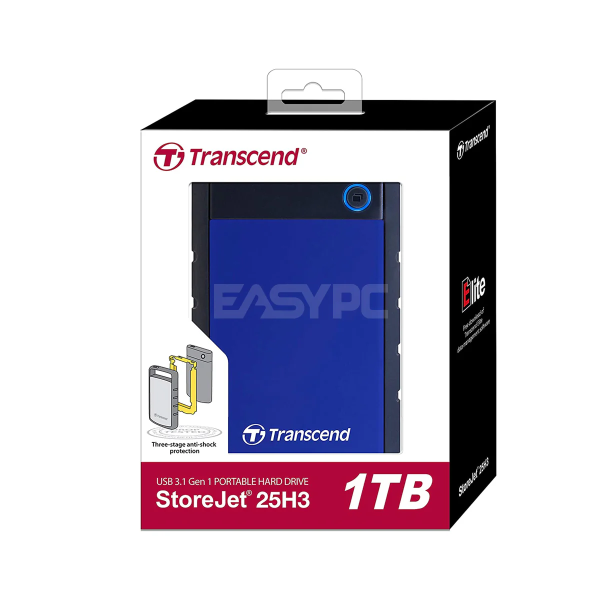 Transcend Storejet Slim Portable 1tb 2.5 Usb3.0 External Hard Drive Blue - Image 3