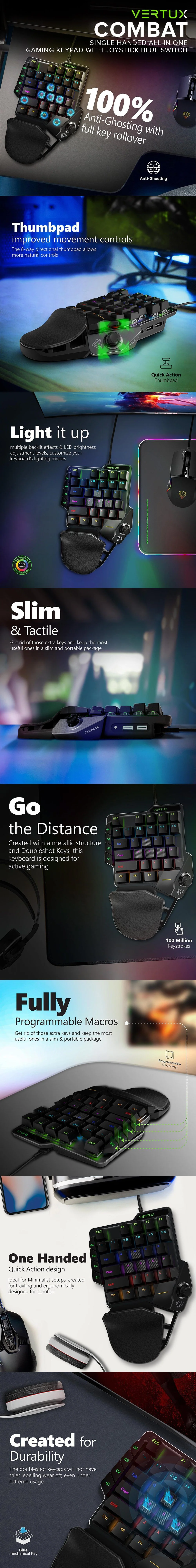 Vertux Combat Single Handed Gaming Keypad with Joystick - Image 3