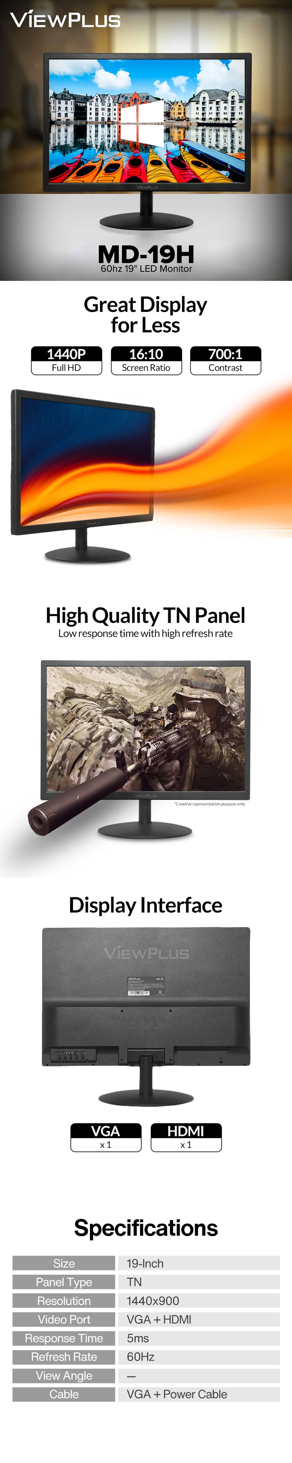 Viewplus MD-19H 60hz 19 LED Monitor - Image 6