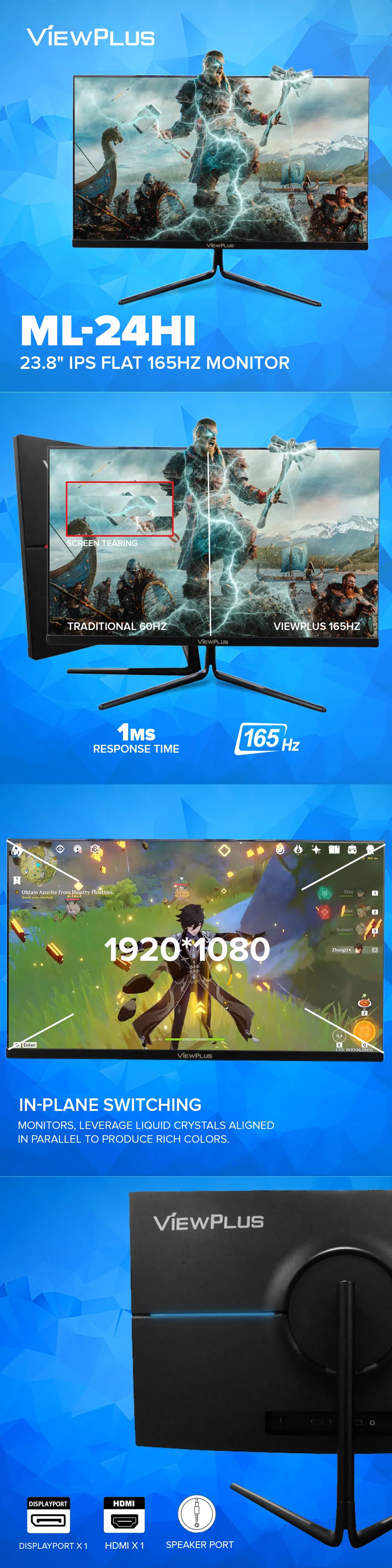 Viewplus ML-24HI 23.8" IPS FLAT 165hz Monitor - Image 5