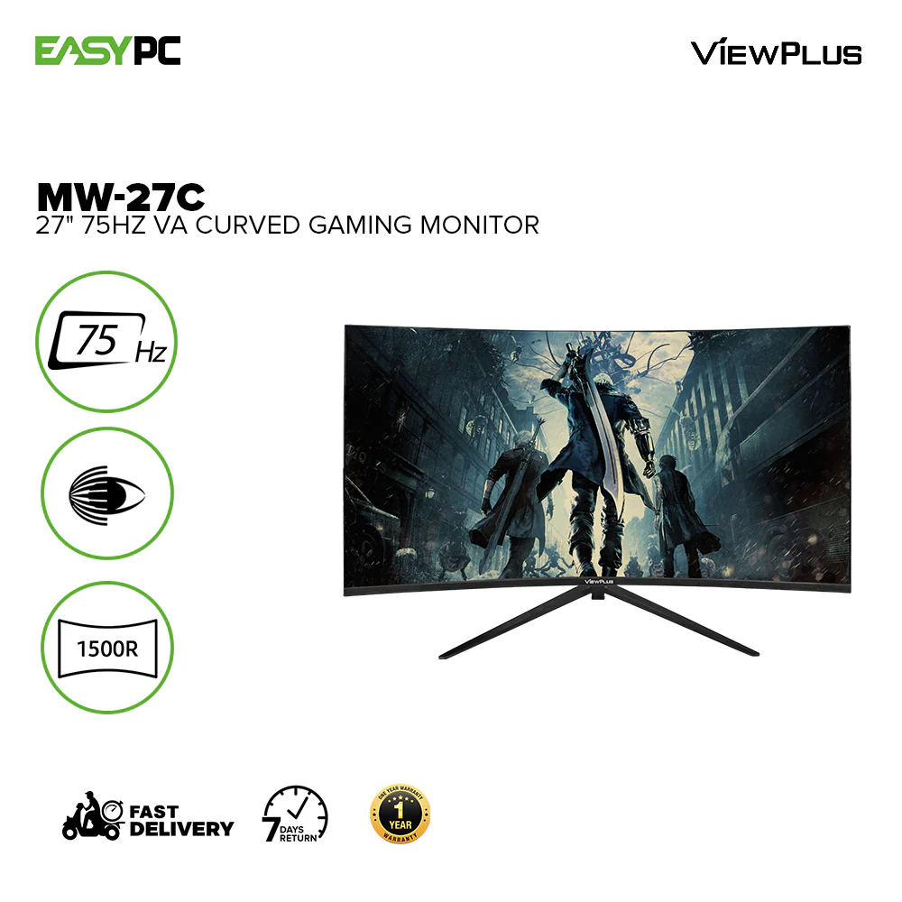 ViewPlus MW-27C 27" 75Hz VA 1500R Curved, Flicker Free Gaming Monitor - Image 2
