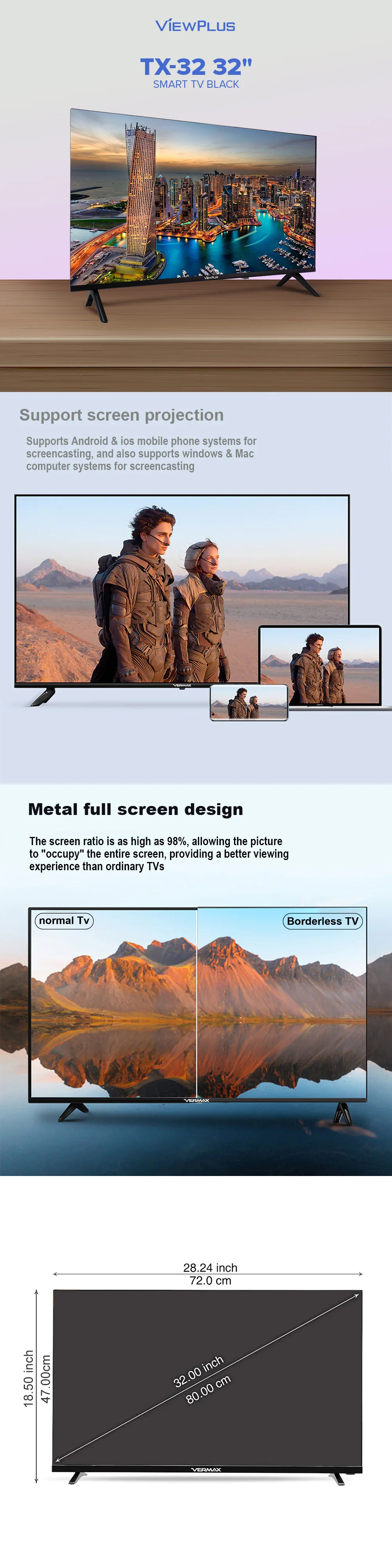 ViewPlus TX-32 32" Smart TV Black - Image 5