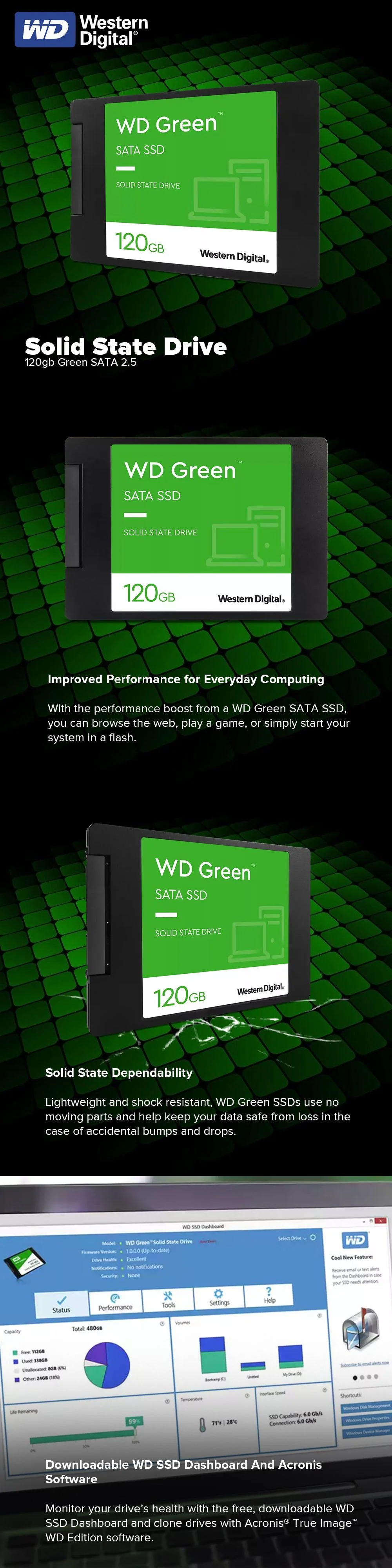 Western Digital 120gb Green Sata 2.5, SATA 6Gb/sLow Power Consumption, Lightweight & Shock-Resistant Solid State Drive - Image 7