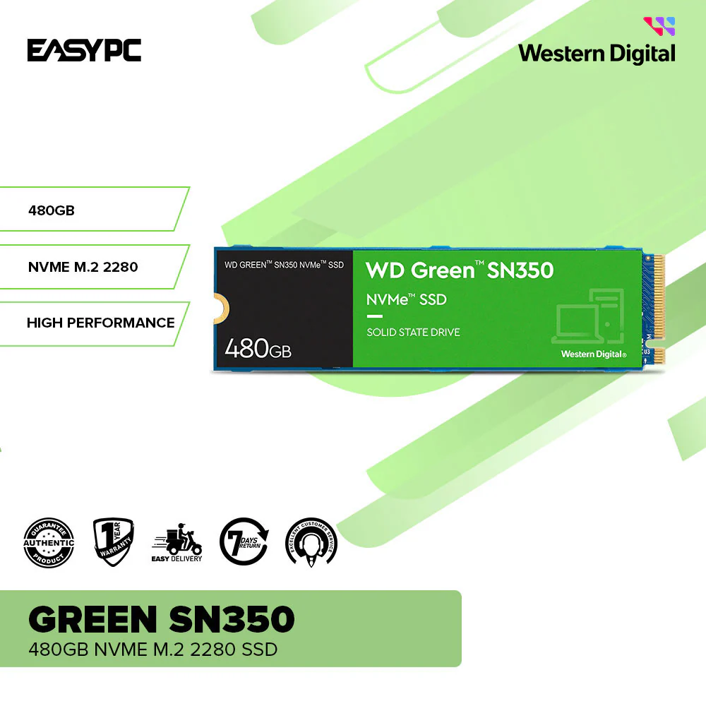 Western Digital Green SN350 240GB / 480GB / 1TB NVMe M.2 2280 Solid State Drive - Image 6