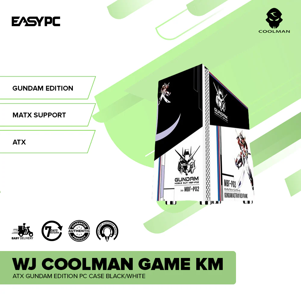WJ CoolMan Game KM ATX Gundam Edition PC Case BlackWhite - Image 2