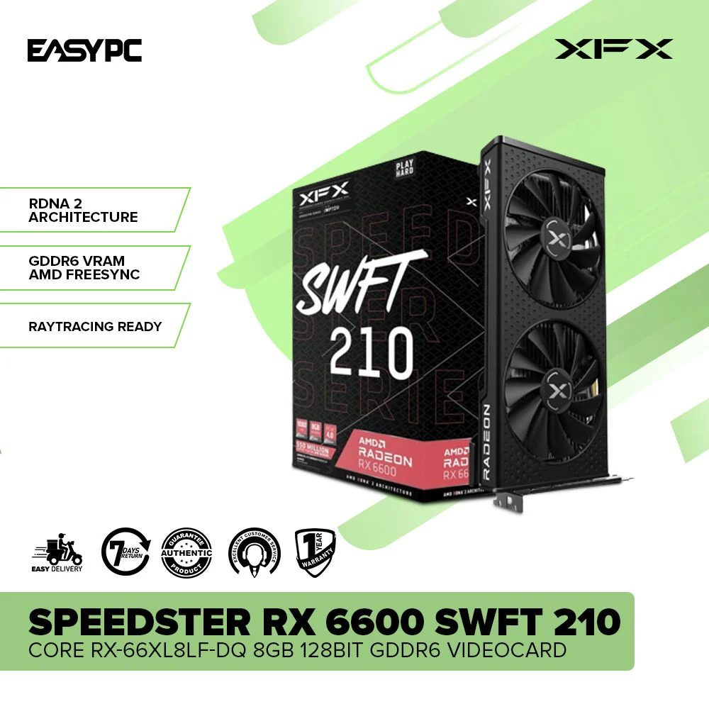 XFX Speedster AMD Radeon™ RX 6600 SWFT 210 CORE RX-66XL8LF-DQ 8GB 128BIT GDDR6 Videocard - Image 2