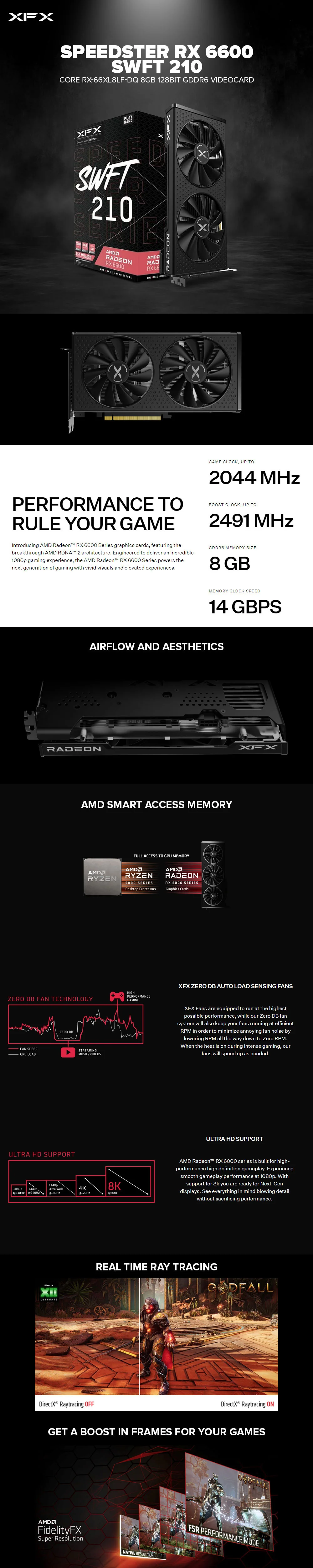 XFX Speedster AMD Radeon™ RX 6600 SWFT 210 CORE RX-66XL8LF-DQ 8GB 128BIT GDDR6 Videocard - Image 8