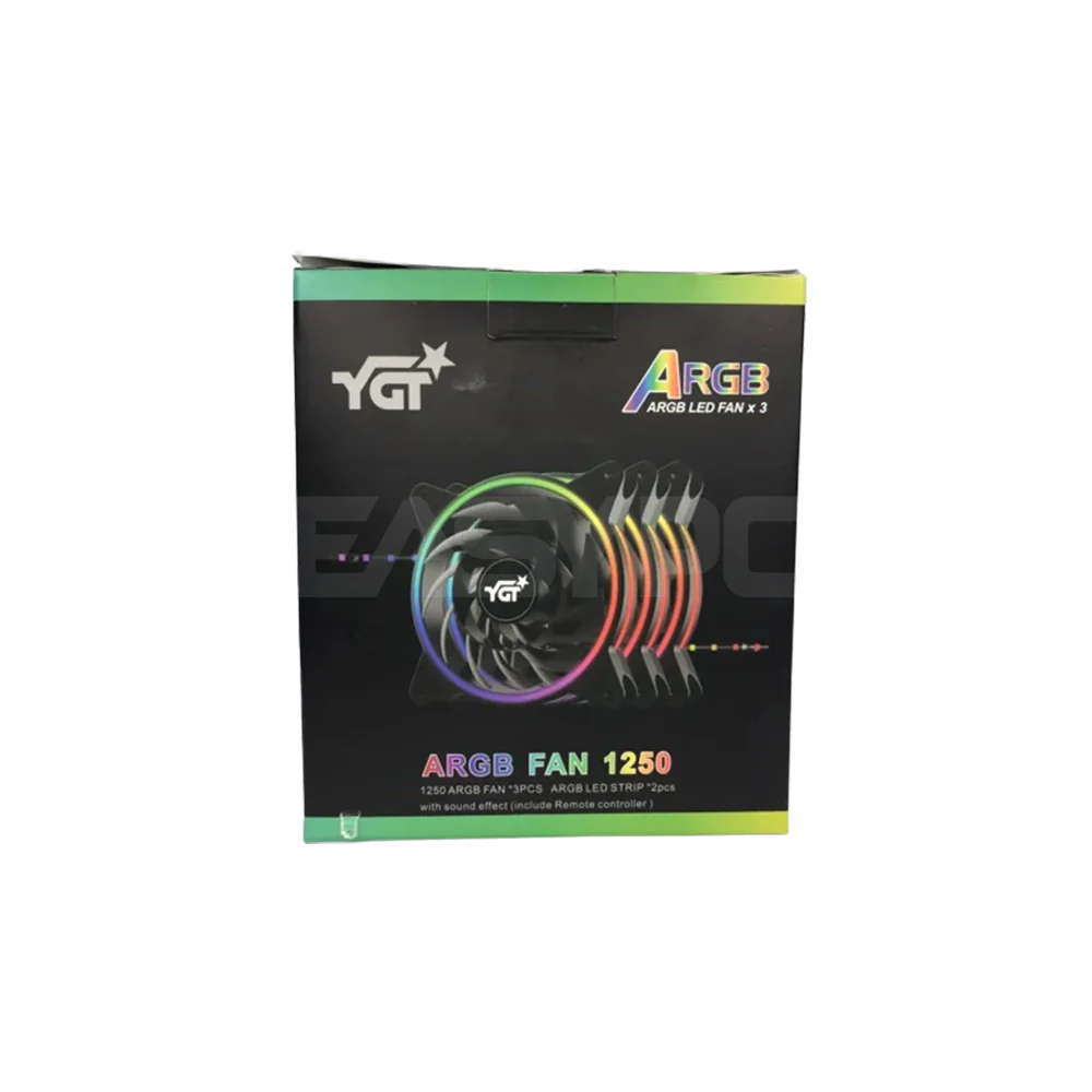 YGT #1250 3in1 120mm ARGB with fan HUB and remote Chassis Fan - Image 4