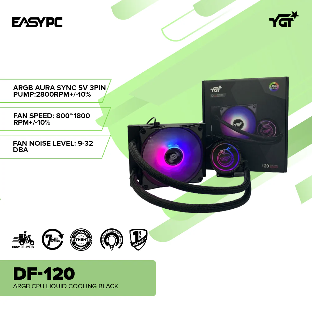 YGT DF-120 ARGB CPU Liquid Cooling Black - Image 2