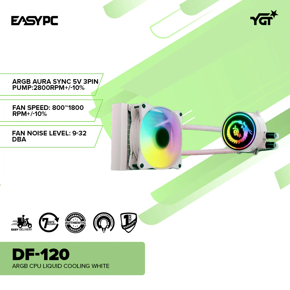 YGT DF-120 ARGB CPU Liquid Cooling White - Image 2