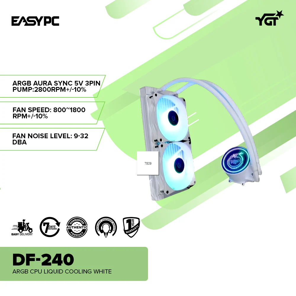 YGT DF-240 ARGB CPU Liquid Cooling White - Image 2