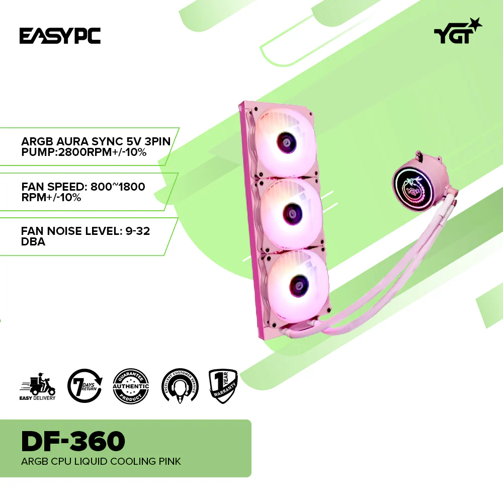 YGT DF-360 ARGB CPU Liquid Cooling Pink - Image 2