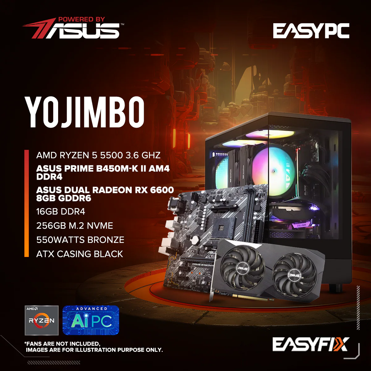 Yojimbo Asus B450M-K | ASUS RX 6600 | Ryzen 5 5500