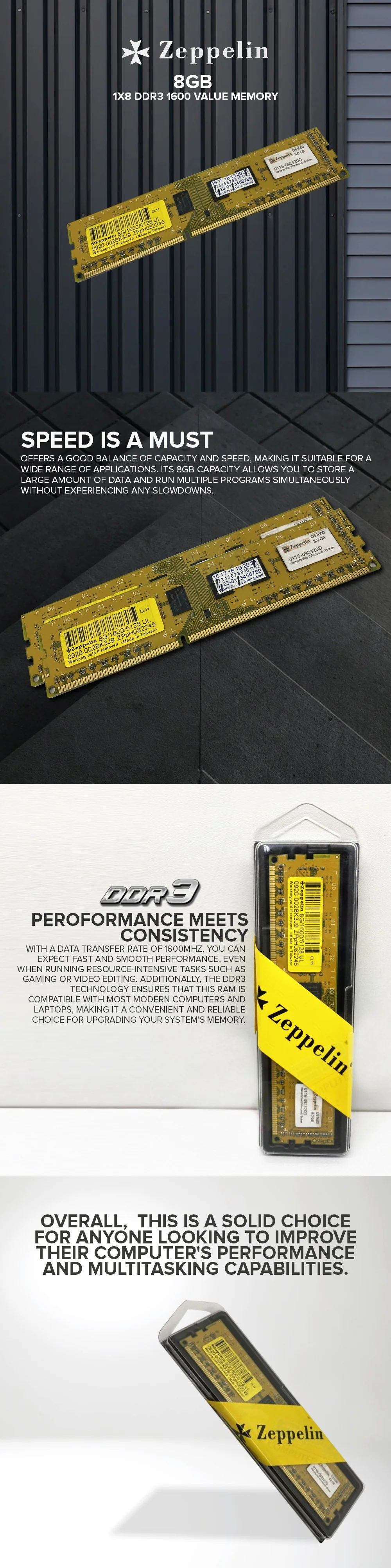 Zeppelin 8gb 1x8 Ddr3 1600 Value Memory - Image 4
