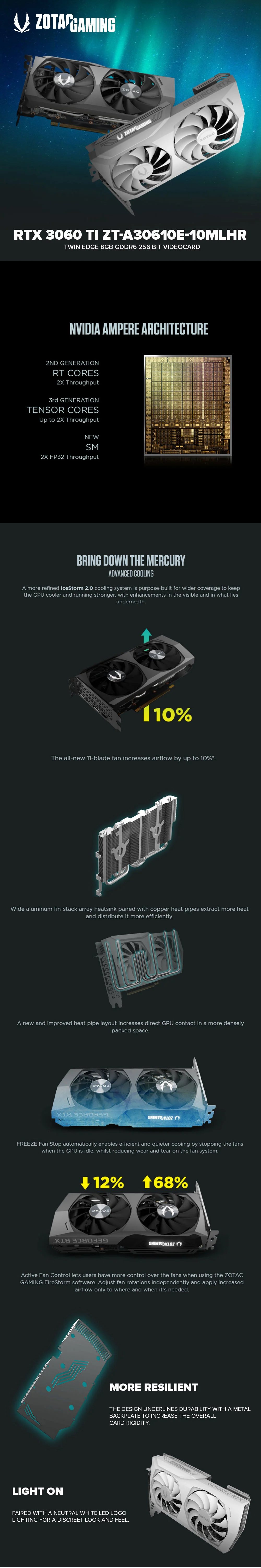 Zotac NVIDIA® GeForce RTX™ 3060 Ti ZT-A30610E-10MLHR Twin Edge 8GB GDDR6 256 bit videocard - Image 9