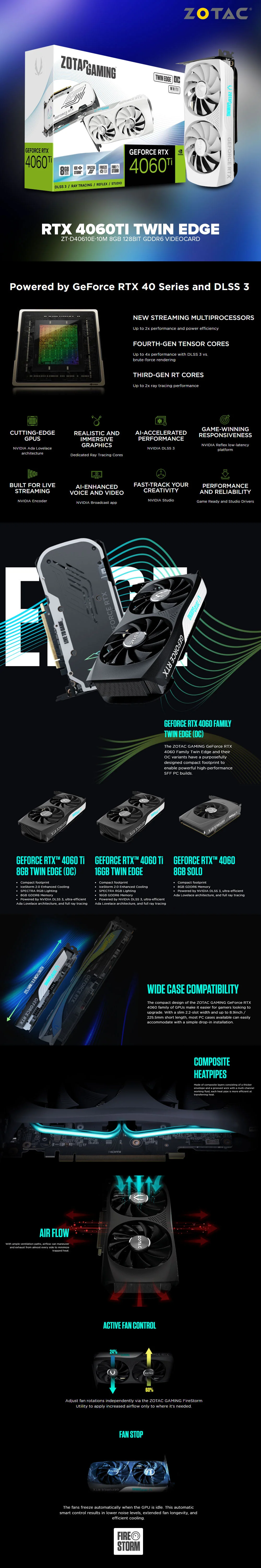 Zotac NVIDIA® GeForce RTX™ 4060Ti Twin Edge ZT-D40610E-10M 8GB 128bit GDDR6 Videocard - Image 8